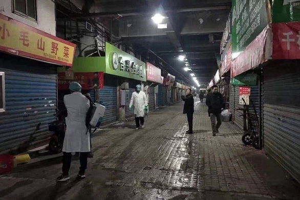 Chợ hải sản tại Vũ Hán, Trung Quốc, nơi có nhiều người mắc viêm phổi nặng thời gian vừa qua.