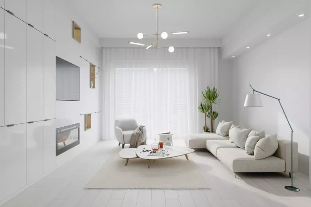   Màu trắng tinh, trắng lạnh có thể biến phòng khách của bạn trở nên lạnh lẽo, vô hồn  