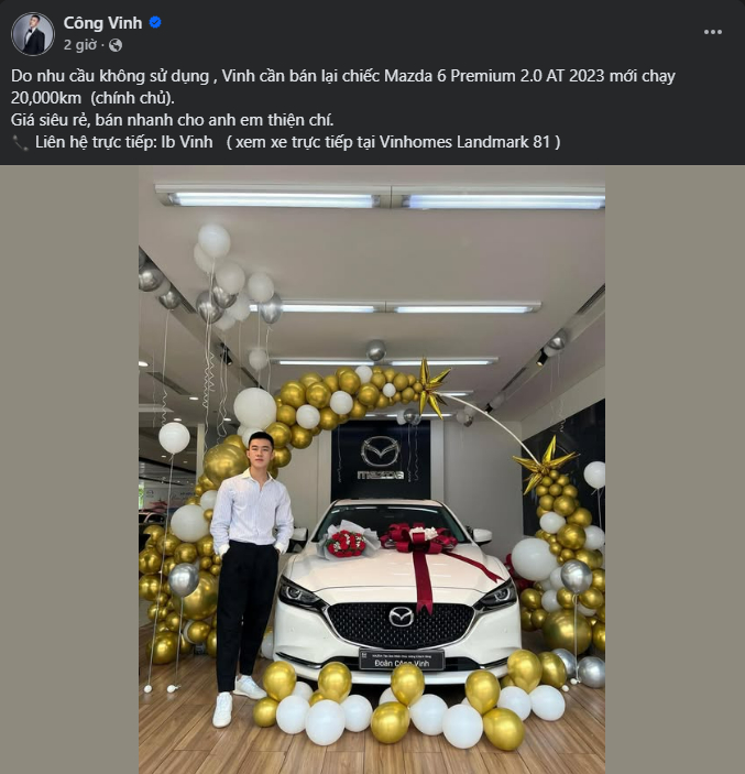 Công Vinh bất ngờ rao bán xe ô tô