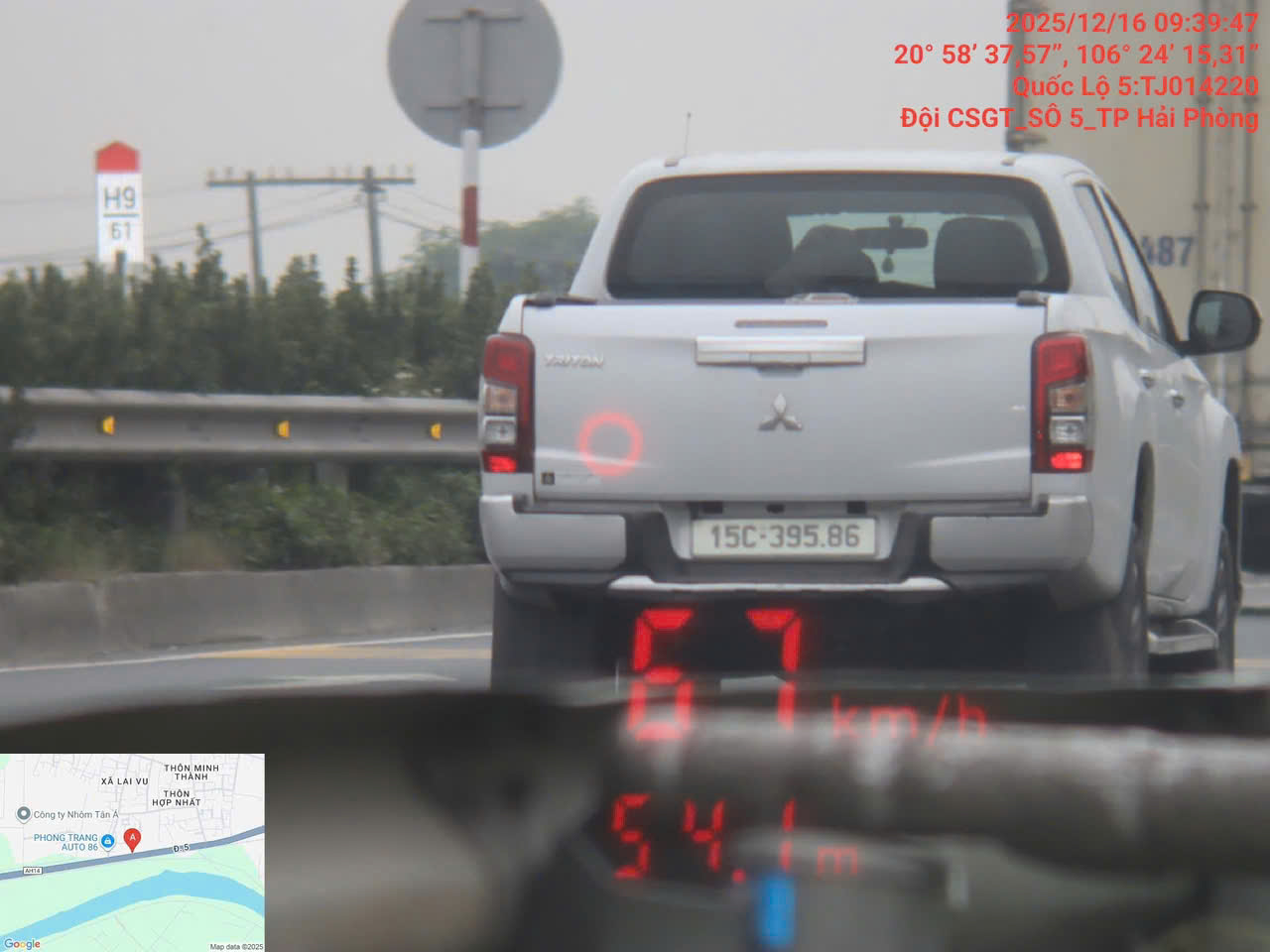 Ô tô chạy quá tốc độ. Ảnh: Phòng CSGT Công an TP. Hải Phòng