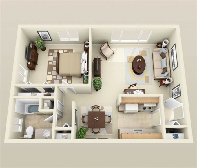 10 mẫu thiết kế căn hộ chung cư một phòng ngủ đáng mơ ước