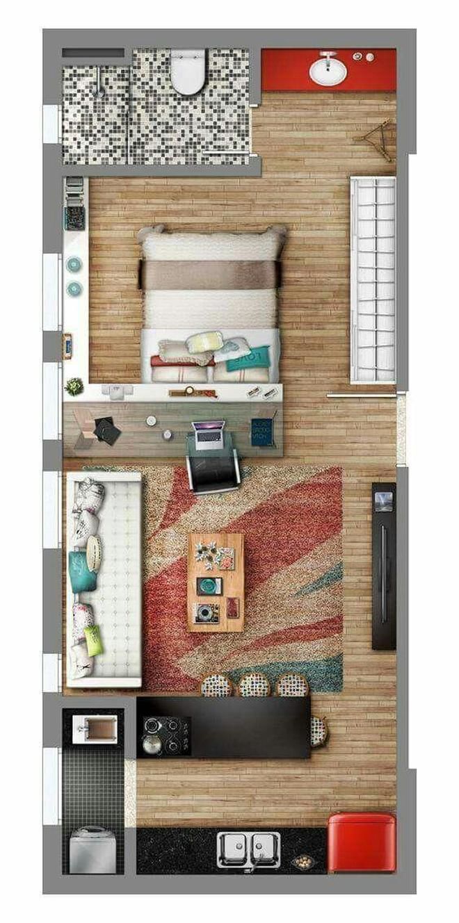 10 mẫu thiết kế căn hộ chung cư một phòng ngủ đáng mơ ước