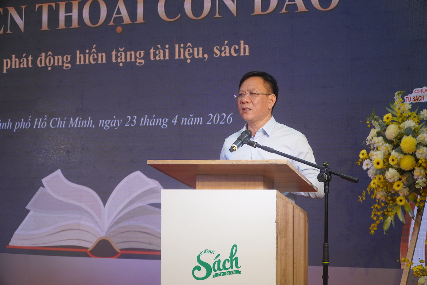 Ông Nguyễn Ngọc Hồi- Phó giám đốc Sở Văn Hoá và Thể Thao TPHCM phát biểu tại sự kiện