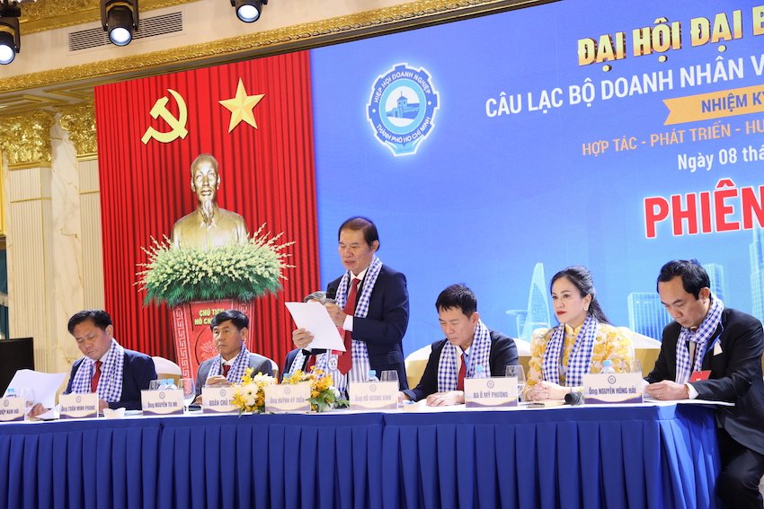 Ông Huỳnh Kỳ Trân được tín nhiệm bầu giữ chức Chủ tịch Câu lạc bộ doanh nhân Vĩnh Long tại TPHCM nhiệm kỳ 2026-2031. Ảnh: Hoàng Chương