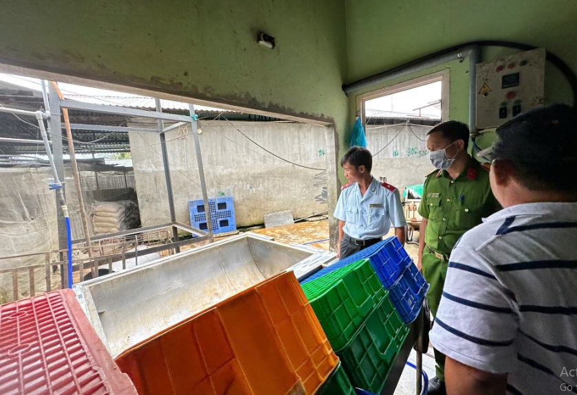 Cơ quan chức năng kiểm tra lò mổ gia công cho CP Việt Nam tại Hậu Giang.