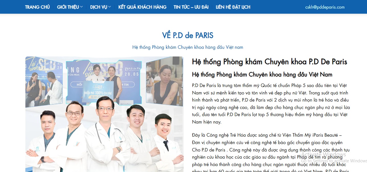 Những quảng cáo vượt phép được quảng bá trên trang phòng khám. 