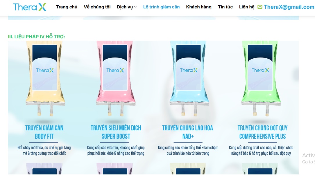 Cơ sở quảng cáo truyền NAD+ chống lão hóa, truyền trắng da, truyền chống đột quỵ...những dịch vụ cấm không nằm trong danh mục được cấp phép. 