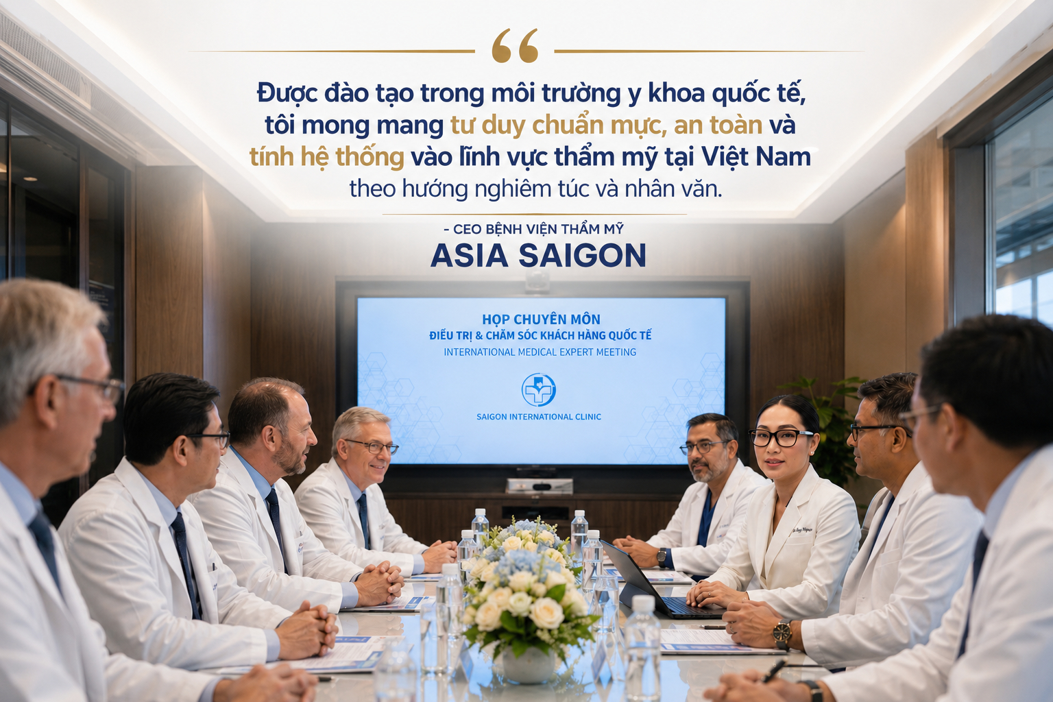 Bác sĩ Annie Nguyễn và các bác sĩ, chuyên gia y tế thế giới trao đổi chuyên môn về điều trị và chăm sóc khách hàng.