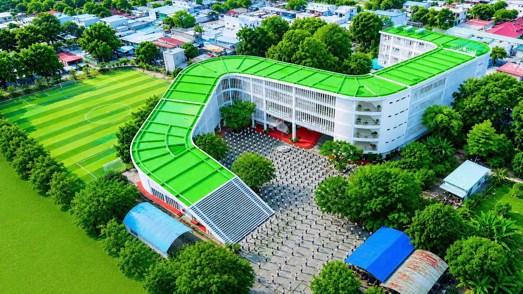Trường TH -THCS -THPT Phan Chu Trinh là một trong những trường đẹp nhất đứng TOP 10 Việt Nam, do kiến trúc sư Võ Trọng Nghĩa thiết kế.