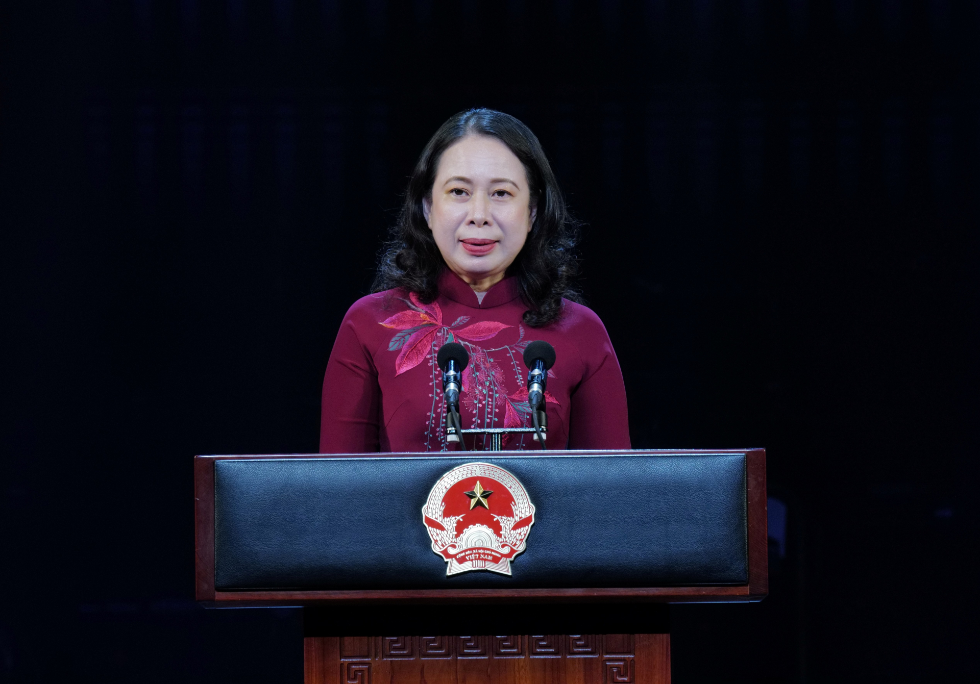 Bí thư Trung ương Đảng, Phó Chủ tịch nước Cộng hòa Xã hội Chủ nghĩa Việt Nam Võ Thị Ánh Xuân phát biểu chúc mừng Vinamilk tại sự kiện (Ảnh: Minh Anh).