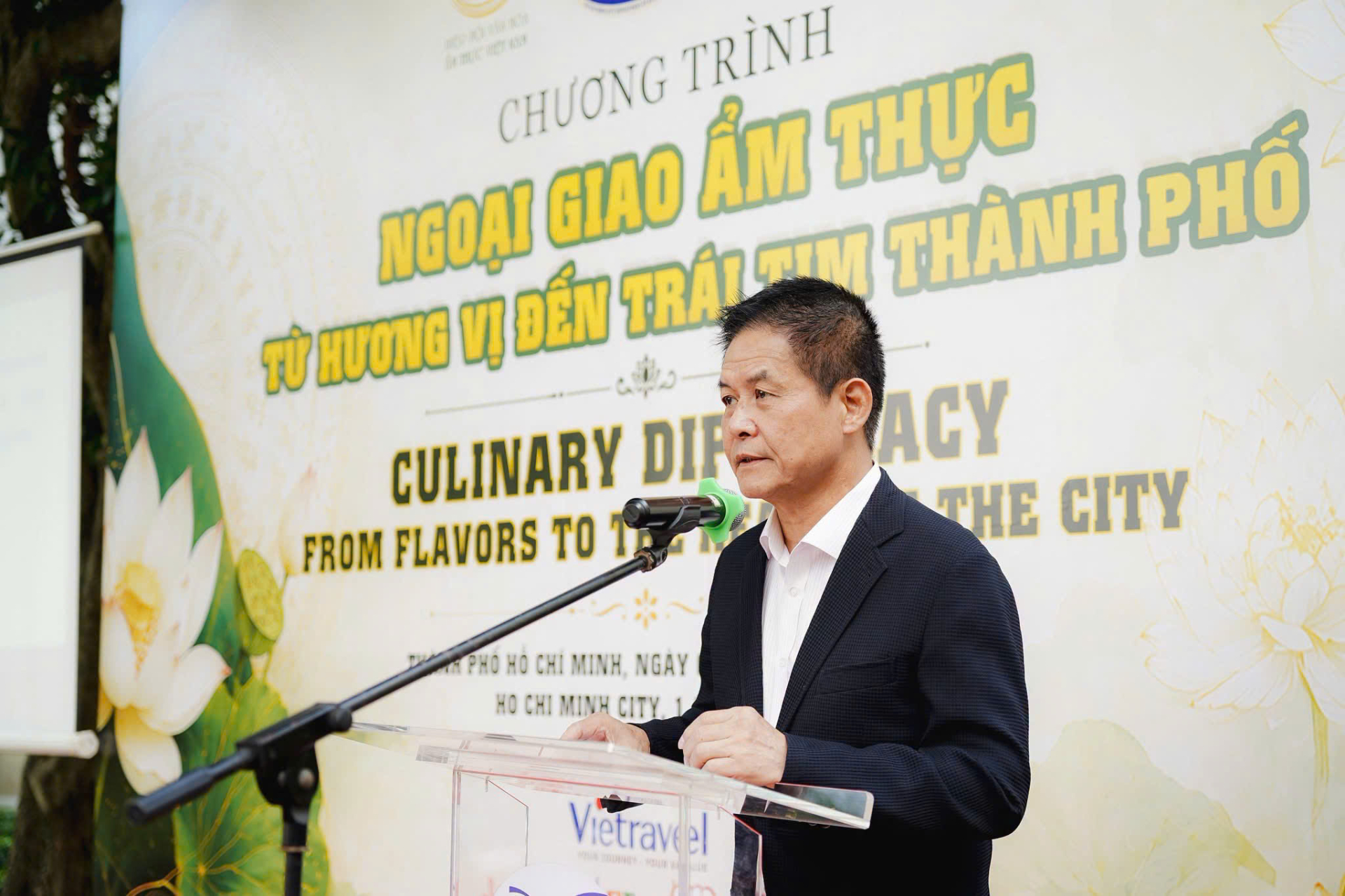Ông Nguyễn Quốc Kỳ, Chủ tịch Hiệp hội Văn hóa Ẩm thực Việt Nam (VCCA) chia sẻ tại chương trình. 