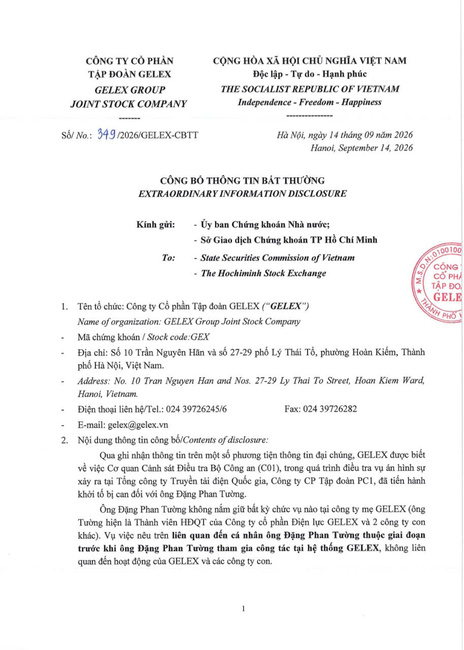 GELEX lên tiếng về vụ ông Đặng Phan Tường.