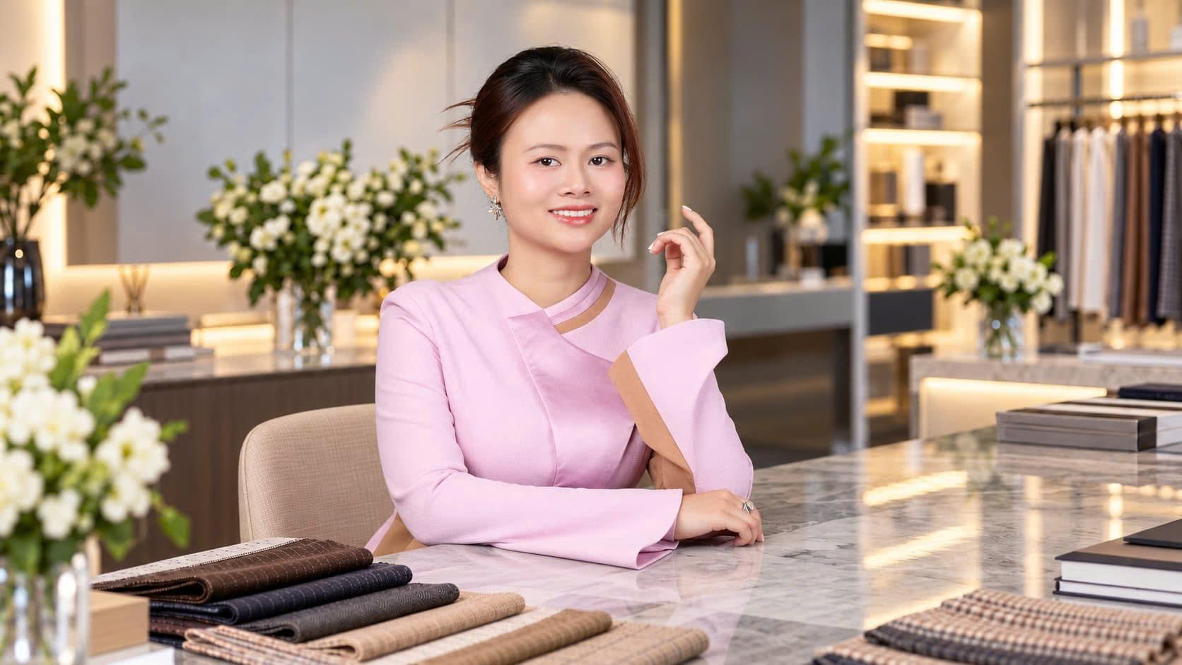 ThS. Trần Hoàng Kim Ngân CEO Công ty Vải sợi và Thời trang Kim Vũ. 