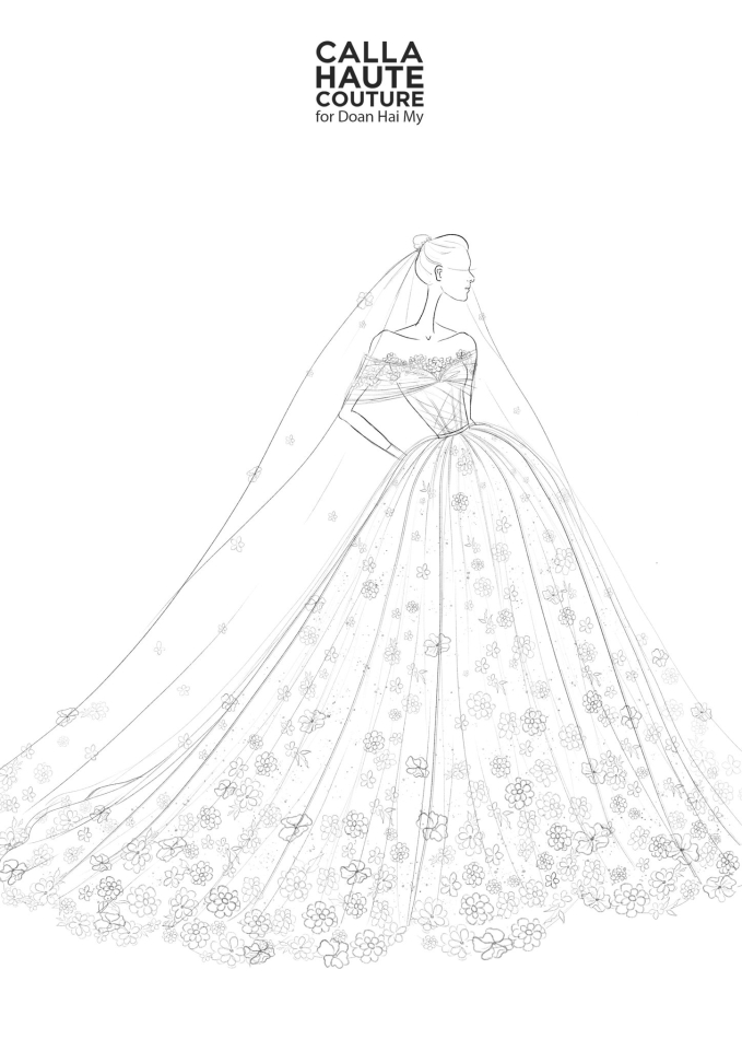 Váy cưới của Doãn Hải My: Thiết kế phủ ren ngọt ngào, cô dâu đội khăn voan đẹp tựa công chúa