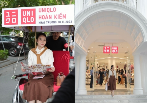 Chị Ngọc Anh thích thú trải nghiệm xích lô đến tham quan và mua sắm cửa hàng UNIQLO Hoàn Kiếm (Nguồn: Facebook nhân vật)