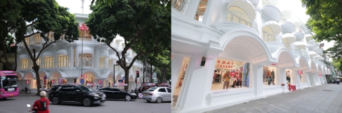 Cửa hàng nằm ngay số 1 phố Bà Triệu tinh tế với sơn trắng nhưng vẫn vô cùng nổi bật với thiết kế mái vòm, nét đặc trưng trong kiến trúc của các tòa nhà cũ tại Hà Nội 