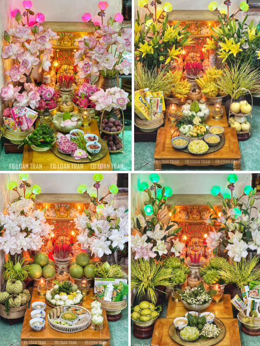   Mùa sen, mùa mận, mùa thị hay mùa hoa bưởi, chị Loan đều chọn những loại đẹp và ngon nhất để bày bàn thờ.  