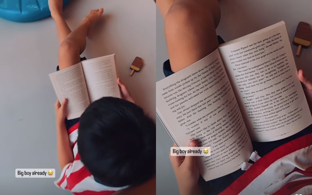 Tăng Thanh Hà đăng khoảnh khắc con trai ngồi đọc sách một mình, lại gần mới phát hiện chi tiết cực đáng nể