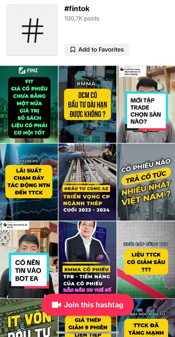 Ở Việt Nam, cũng có nhiều video gắn hashtag #FinTok