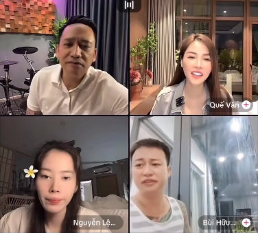 Duy Mạnh, Quế Vân và vợ chồng Nam Em lên livestream cùng nhau