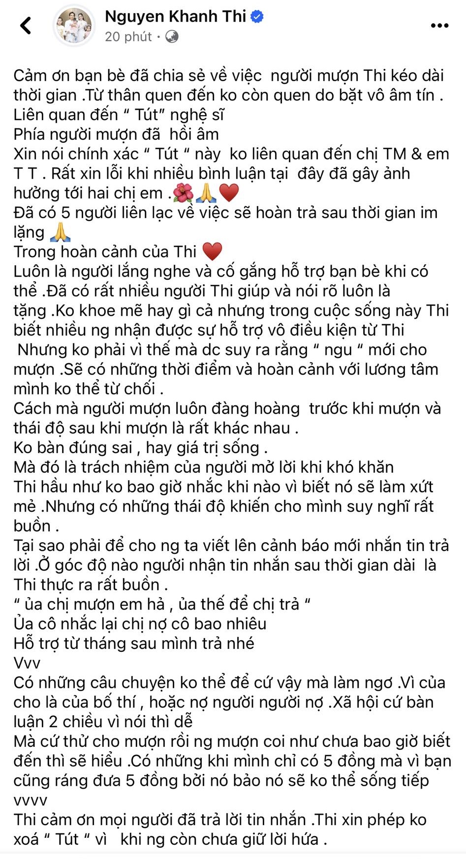 Khánh Thi đăng bài xin lỗi Thu Minh và Thủy Tiên