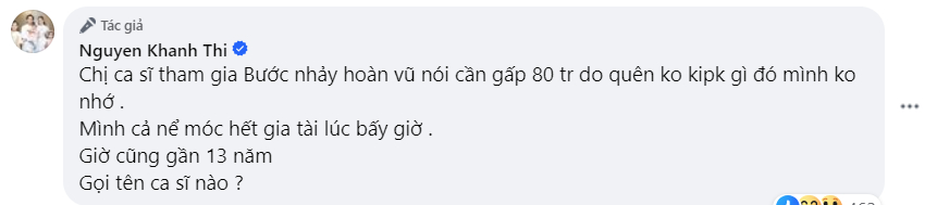 Dòng trạng thái đòi nợ một nữ ca sĩ của Khánh Thi gây xôn xao mạng xã hội trong 2 ngày nay