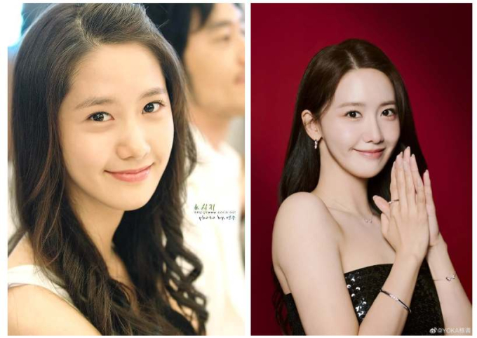 Nhan sắc Yoona trước và sau khi gia nhập làng giải trí 17 năm. (Ảnh: Internet)