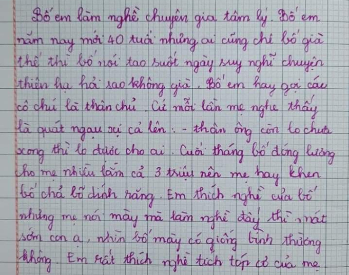 Học sinh viết văn tả bố làm chuyên gia tâm lý, đọc mà cười đau bụng