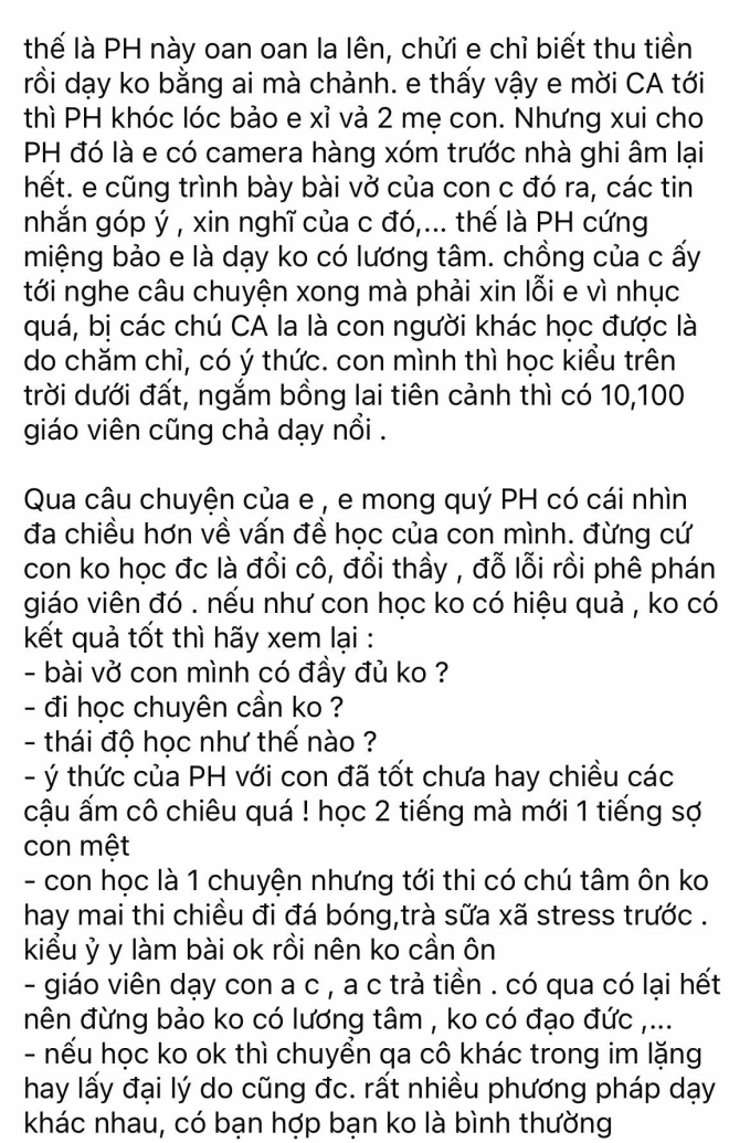 Chia sẻ của cô giáo