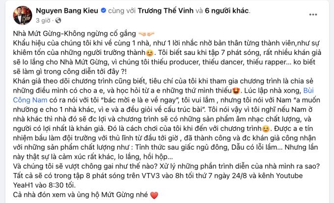 Bài đăng mới nhất của Bằng Kiều sau vòng lập đội nhiều cảm xúc 