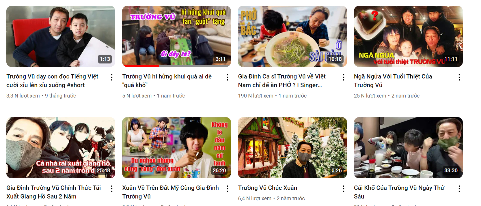 Những khoảnh khắc vui vẻ bên vợ cũ và các con vẫn được lưu giữ trên kênh Youtube của nam ca sĩ