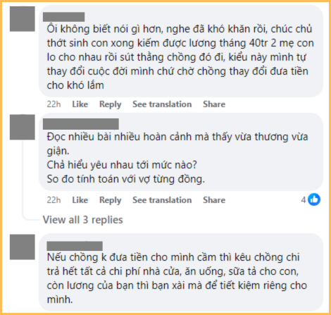 Có người khuyên chị vợ dùng tiền lương làm quỹ riêng, có người khuyên đợi sinh con xong rồi 