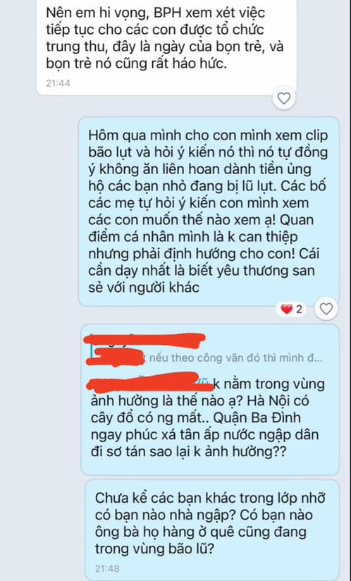 Tin nhắn bà mẹ gửi vào nhóm chung