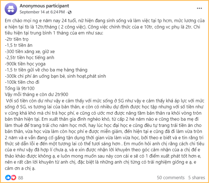 Nguyên văn chia sẻ của cô bạn 24 tuổi về cách quản lý chi tiêu với mức thu nhập 12 triệu/tháng