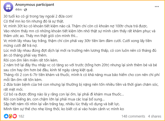 Nguyên văn chia sẻ của bà mẹ 30 tuổi