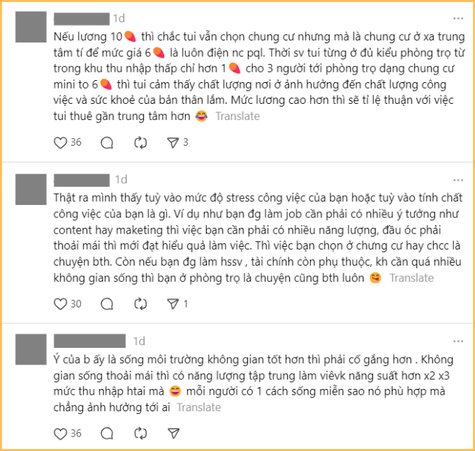 “Chất lượng nơi ở ảnh hưởng đến chất lượng công việc và sức khỏe của bản thân lắm”