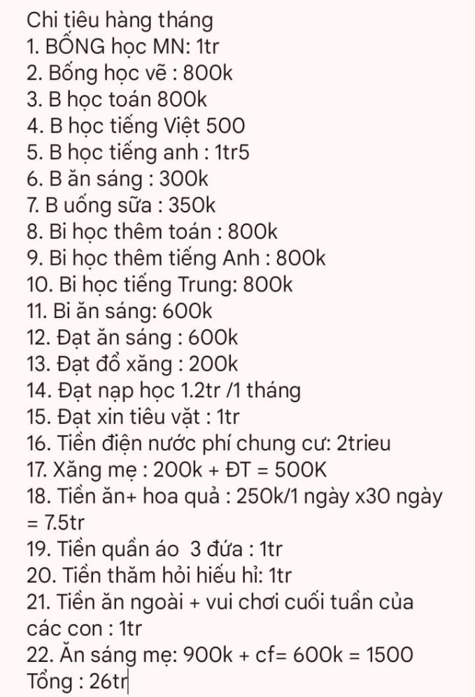 Choáng váng trước bảng liệt kê chi phí học hành cho con của bà mẹ ở Nghệ An: Bảo sao 42 tuổi, thu nhập 35 triệu vẫn 