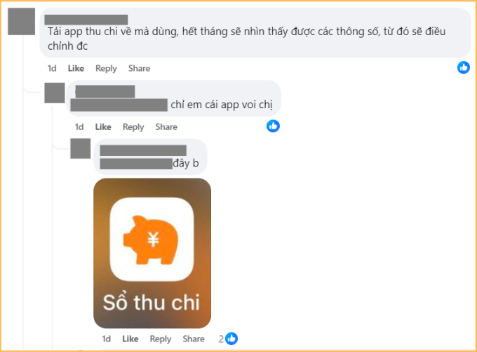 Có người gợi ý app quản lý chi tiêu, nhấn mạnh phải ghi chép đầy đủ, mới có thông số để biết hướng điều chỉnh chi tiêu