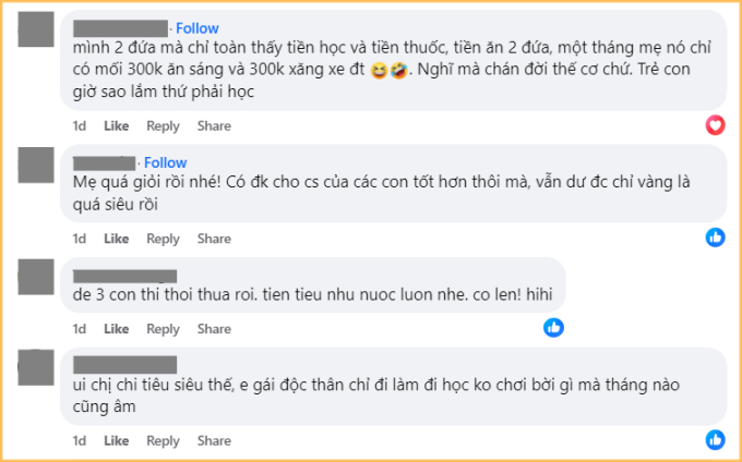 Bỏ qua việc không biết 9 triệu “chạy” đâu mất, thì cũng phải dành lời khen cho cách chi tiêu của bà mẹ 3 con này