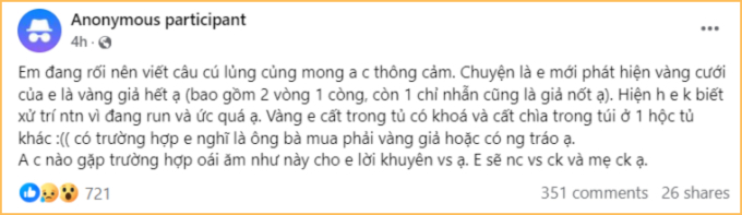 Nguyên văn chia sẻ của cô vợ