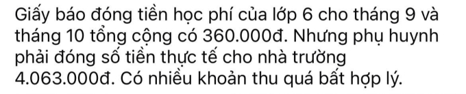 Một phụ huynh than học phí 360 nghìn đồng nhưng phải đóng thực tế lên tới gấp 10 lần: Chuyện gì xảy ra?