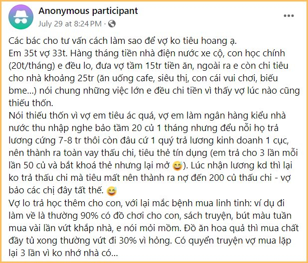 Vì vợ “nghiện” quẹt thẻ tín dụng, anh chồng này đã phải đứng ra trả cho vợ khoản nợ 150 triệu đồng, mà đó chỉ là riêng tiền nợ thẻ tín dụng, chưa tính tiền thấu chi