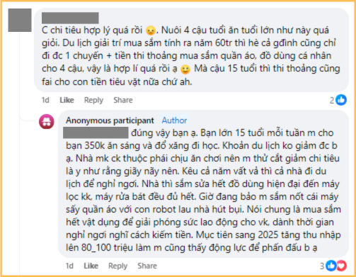 “Nuôi 4 cậu đang tuổi ăn tuổi lớn như thế này là quá giỏi”