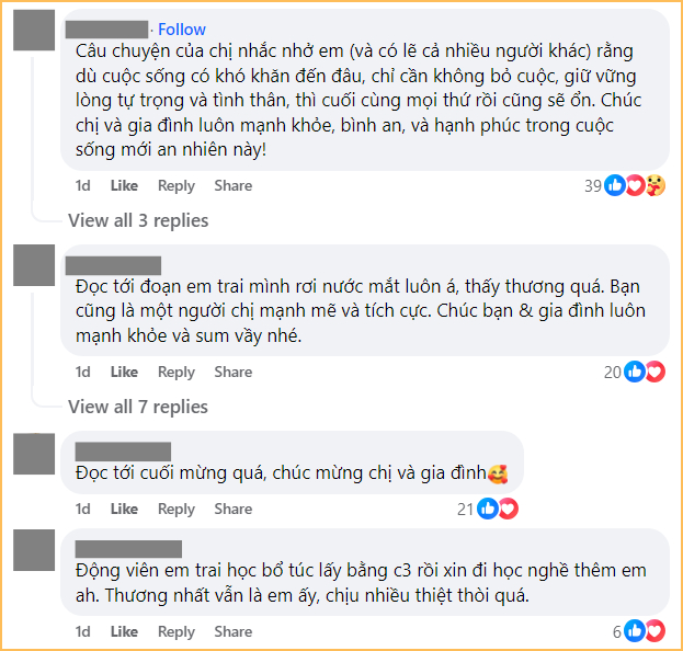 Một vài bình luận trong hàng trăm lời cảm thán, động viên và chúc mừng dành cho cô gái này