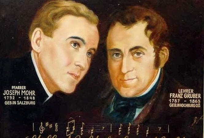 Tác giả ca khúc Silent night, Franz Xaver Gruber (phải) và linh mục Joseph Mohr (trái). (Nguồn: Tiền Phong)