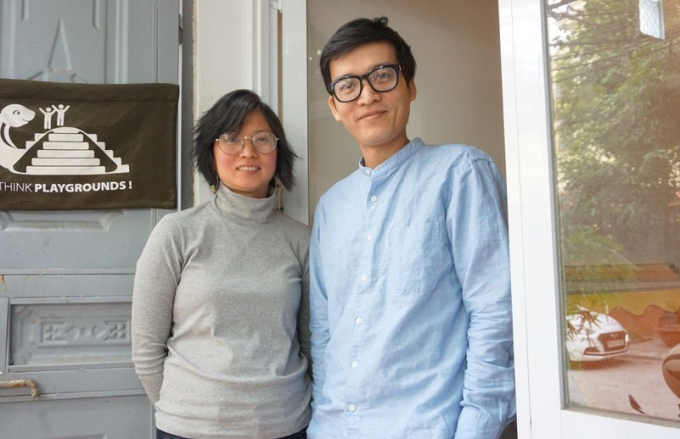 Kiến trúc sư Chu Kim Đức và anh Nguyễn Tiêu Quốc Đạt đồng sáng lập Think Playgrounds. Nguồn: zing.vn
