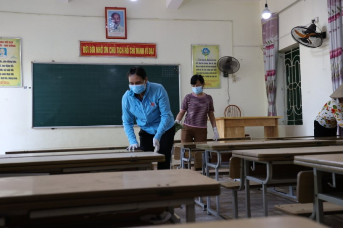 Trường học ngoại thành cấp tập dọn dẹp đón học sinh trở lại trường. Ảnh:baotintuc.vn