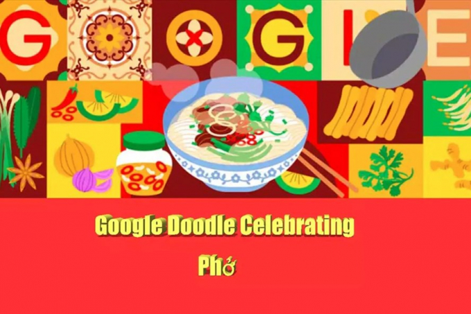 Google Doodle hôm nay tôn vinh phở Việt Nam. Ảnh: Google Doodle