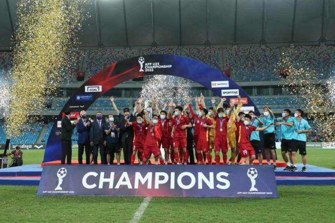 U23 Việt Nam xứng đáng giành chiến thắng trước U23 Thái Lan và lên ngôi vô địch giải U23 Đông Nam Á. Ảnh: dantri.com.vn