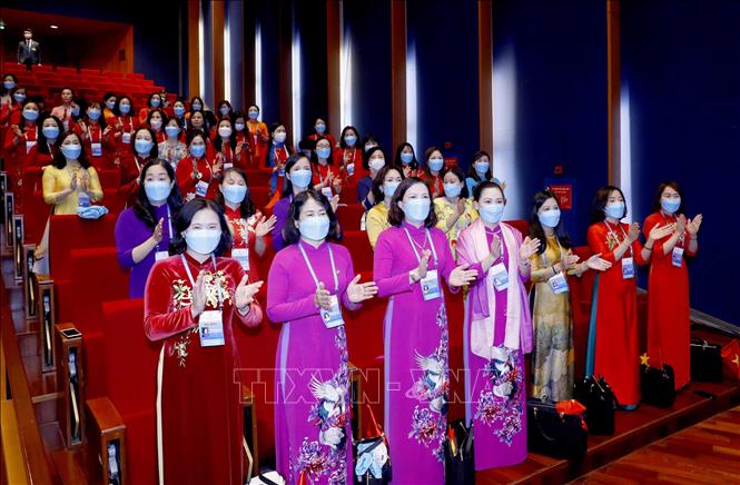 Đoàn đại biểu phụ nữ tỉnh Hải Dương dự Đại hội. Ảnh: TTXVN
